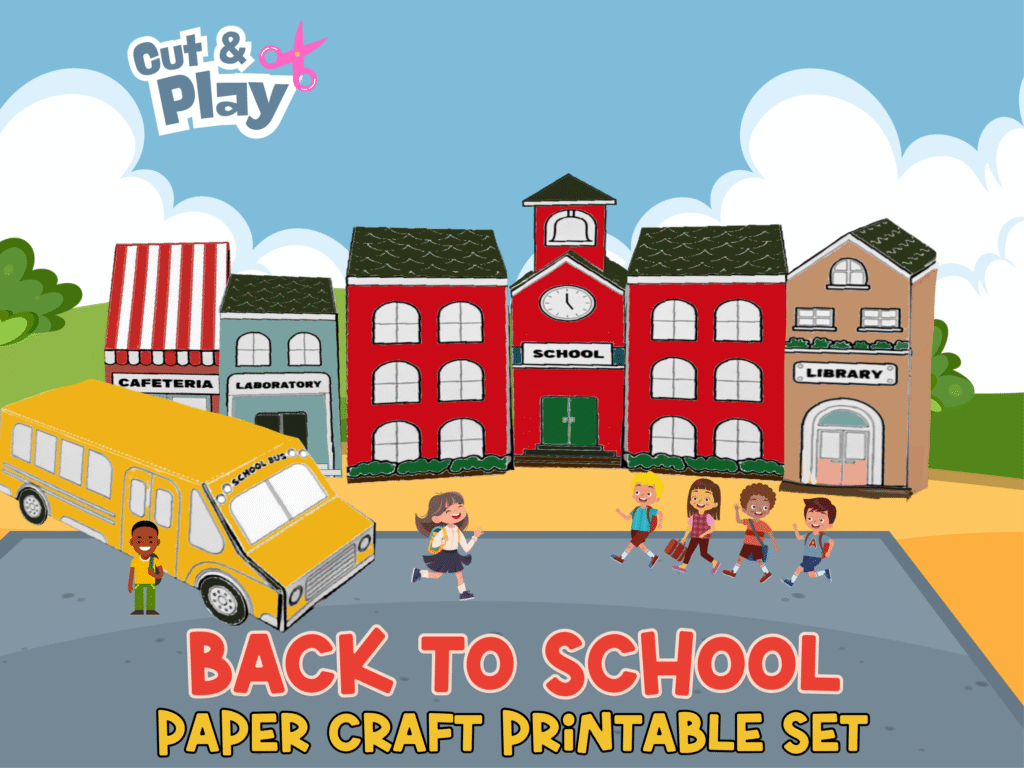 Build A School 3D Paper Craft Printable Cali Girl Digital