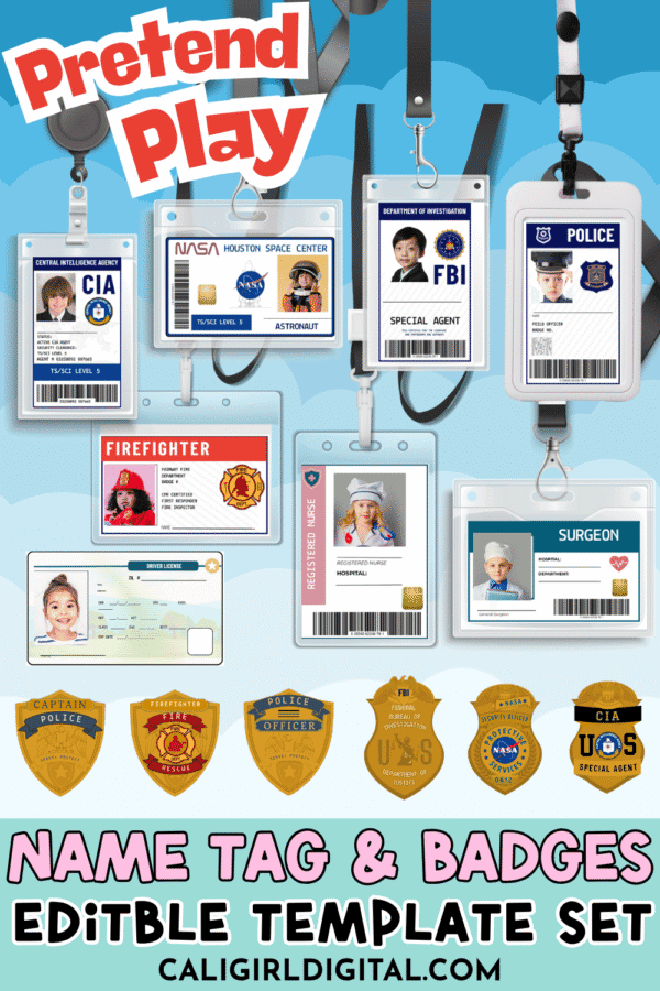 Pretend Play Name Tag and Badge Set