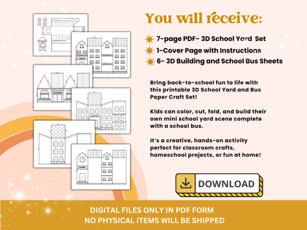 Build a School 3D Paper Craft Printable - Image 2