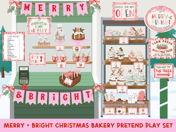 Merry and Bright Christmas Bakery Pretend Play Set
