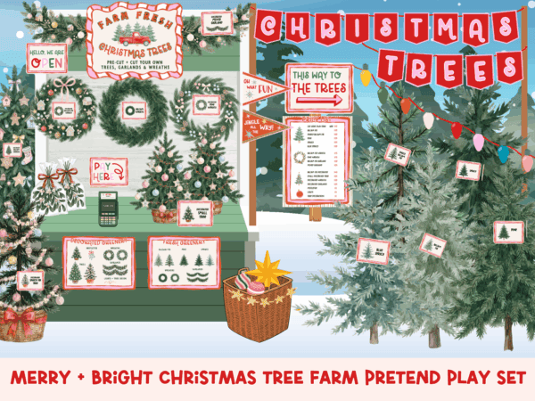 Merry and Bright Christmas Tree Farm Pretend Play Set