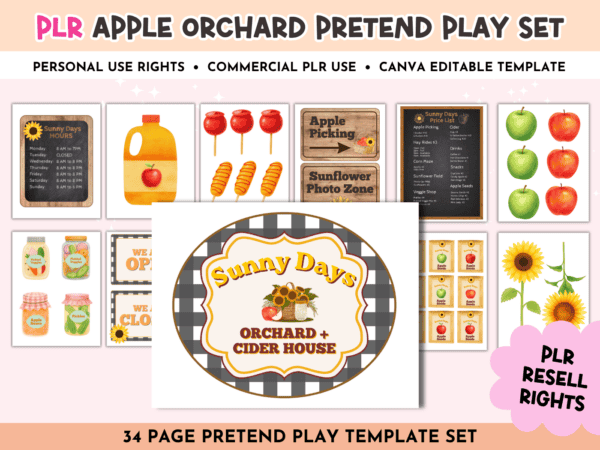 PLR Apple Orchard Pretend Play Set